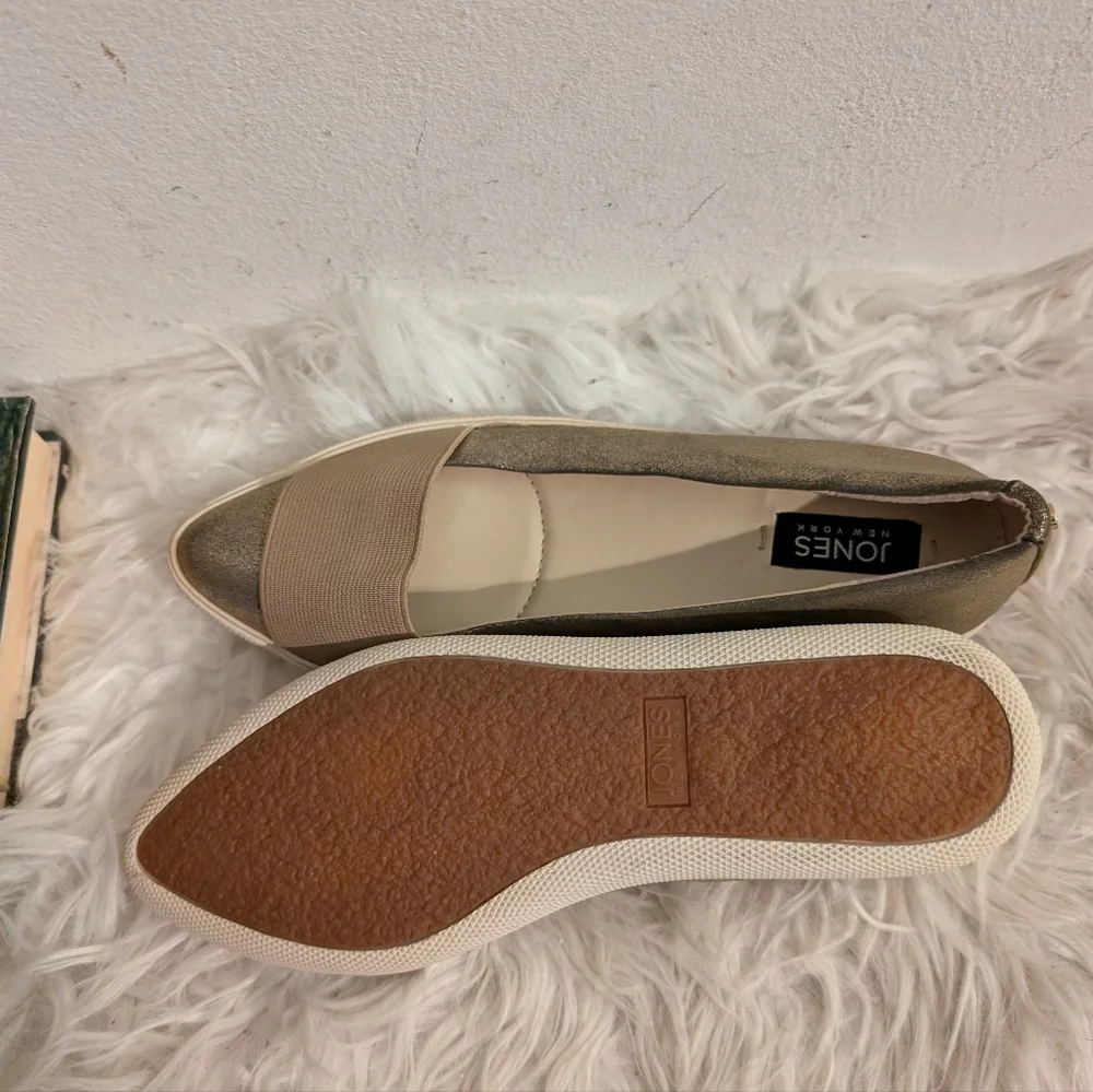 Gold Metallic Slip On Ballet Flats 6.5 Jones New York Hannah